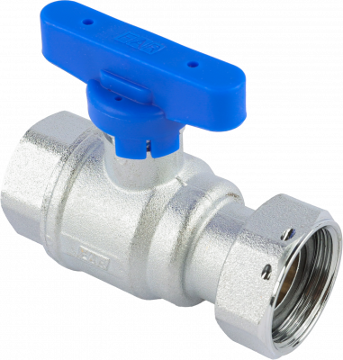 Кран шаровой FAR 3/4"-1", ВР-накидная гайка EPDM, син. бабочка, хром